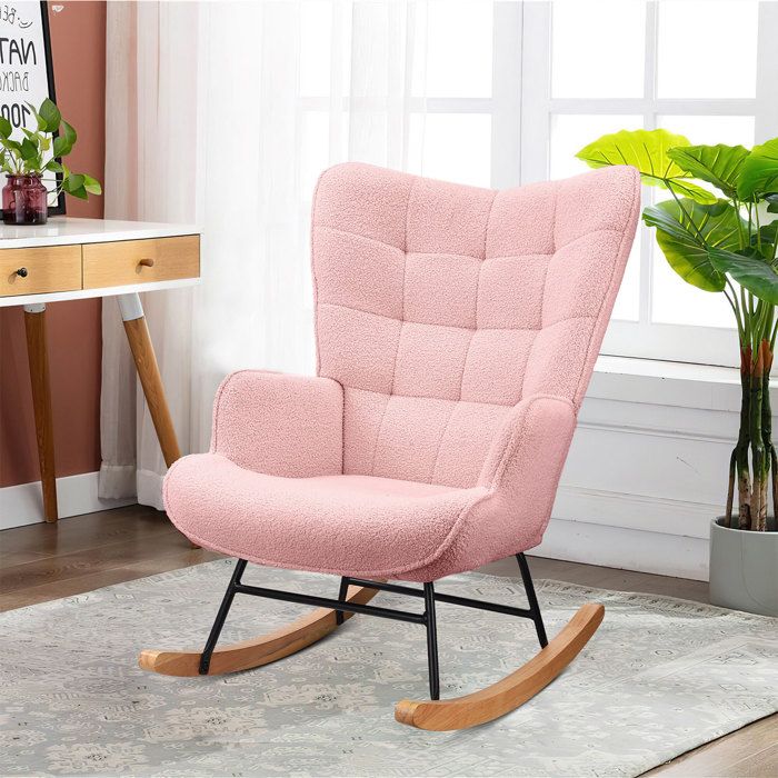 Fauteuil à Bascule,Rocking Chair En Tissu Bouclette - Avec Oreiller Et Repose Pieds Blanc Fauteuil à Bascule,Rocking Chair En Tissu Bouclette - Avec Oreiller Et Repose Pieds Blanc