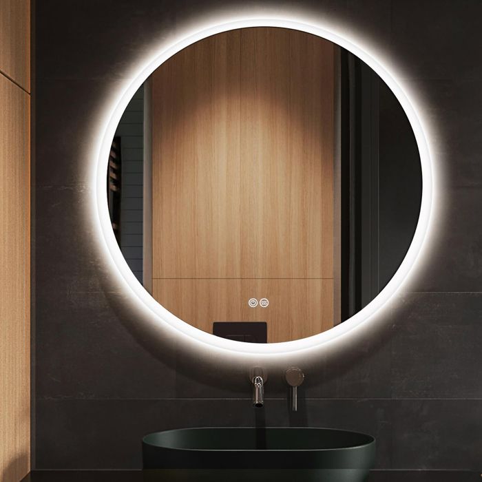 Miroir Rond 70cm Lumineux Salle de Bain Miroir Salle de Bain avec LED 3 Mode de Lumières Dimmable Anti-buée IP44