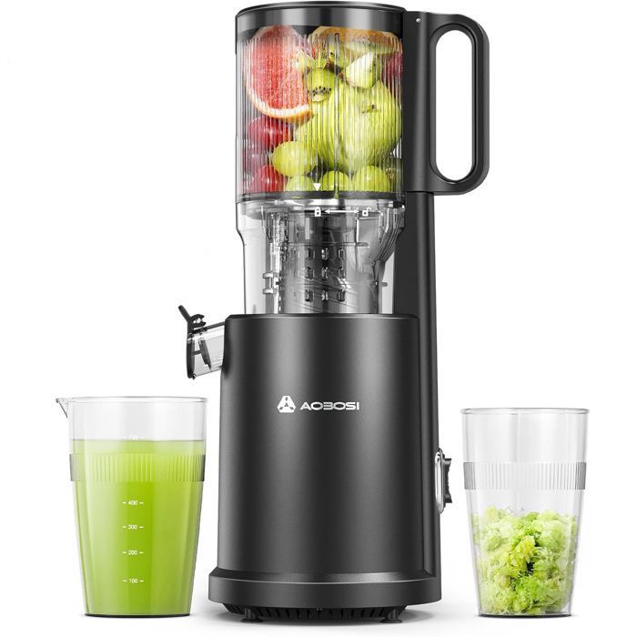 AOBOSI Extracteur de Jus 126mm Machine à Jus de Fruit et Légume Entiers Pression à Froid Facile à Installer 200W Noir - Aobosi