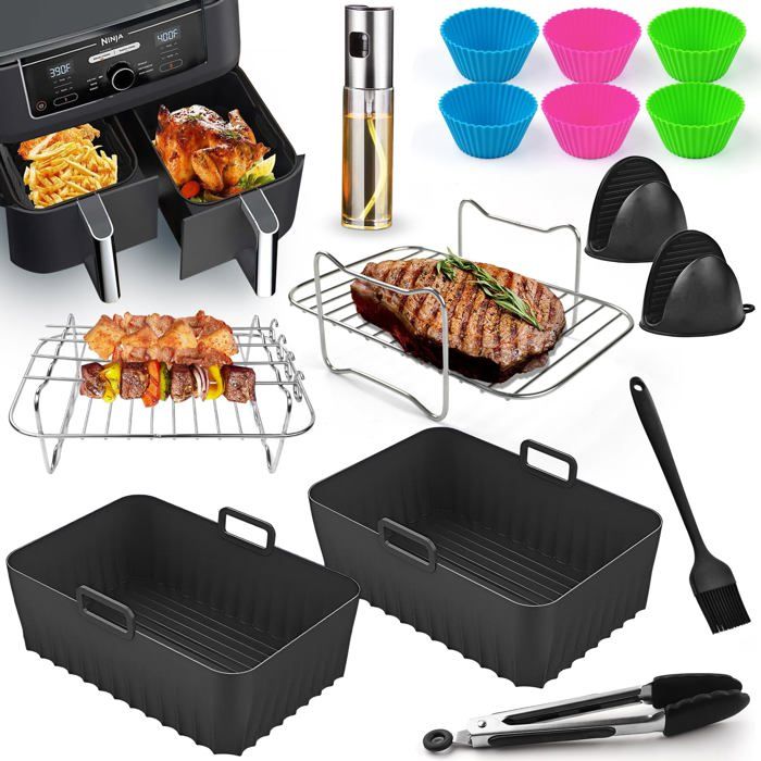 Accessoires pour Air Fryer Friteuse à Air Double Zone Pour Ninja Af300EU Af400EU Tower T17088 Friteuse à Air Double 76L-95L