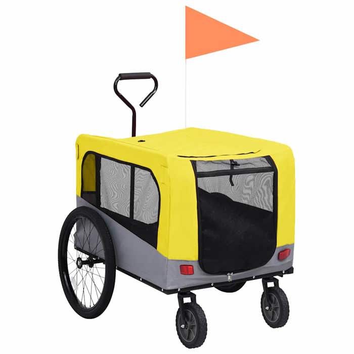 Meilleurs prix pour Remorque chariot transport de velo pour chiens poussette 2 en 1 jaune