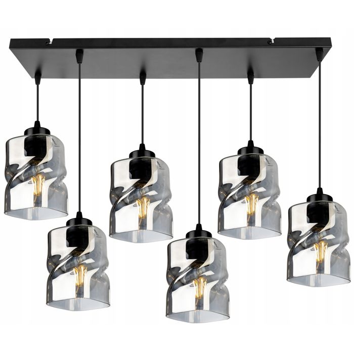 Lustre Suspendu Moderne - Light-Home - NIKI 2195/6 - Verre - Réglable - Noir