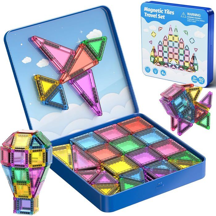 Blocs Construction Magnétiques,60 Pièces Mini Tuiles Magnetique De ...