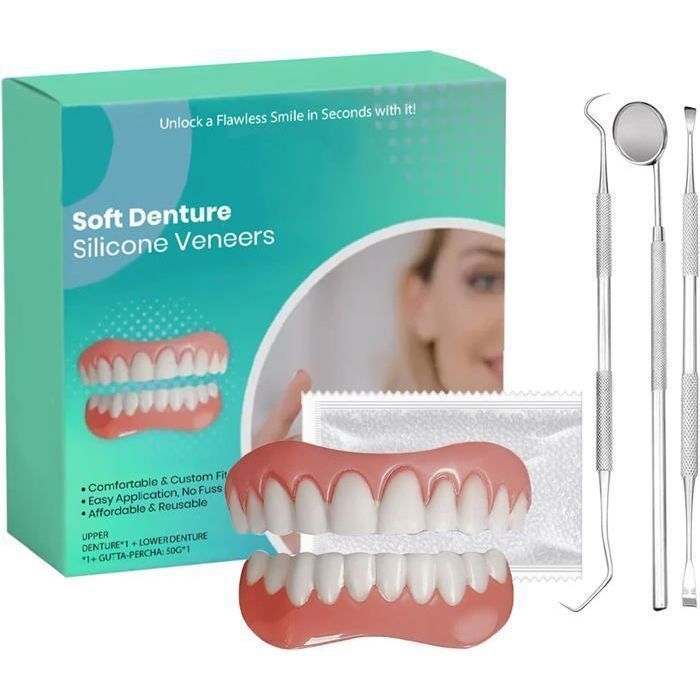 Facette Dentaire Provisoire - Prothèse Amovible Pour Dents Du Haut | Réparation Rapide | Sourire Naturel