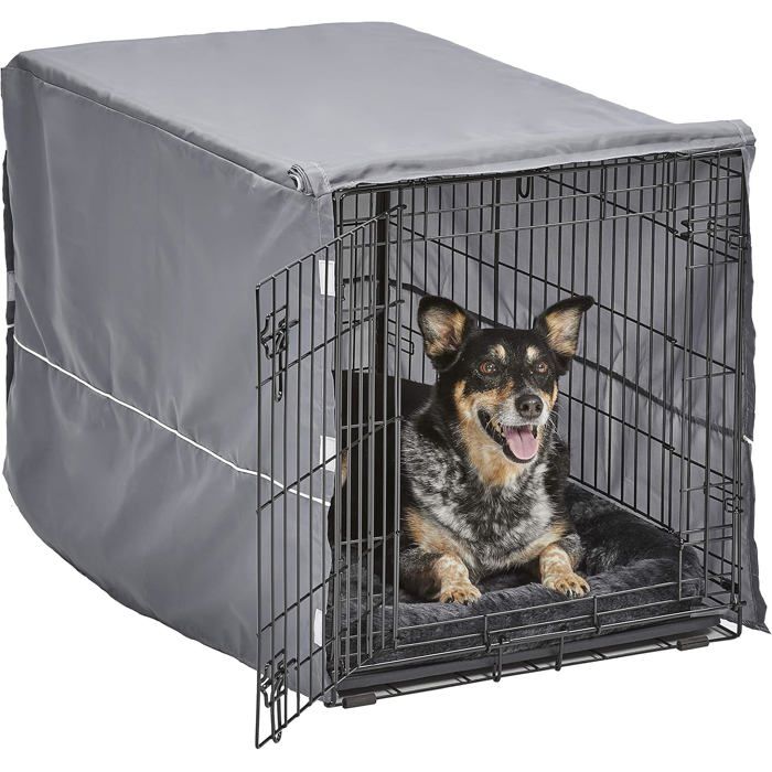 Cage pour Chien New World à Double Porte 91 4 cm avec Lit et Housse Grise Cage pour Chien New World à Double Porte 91 4 cm avec Lit et Housse Grise