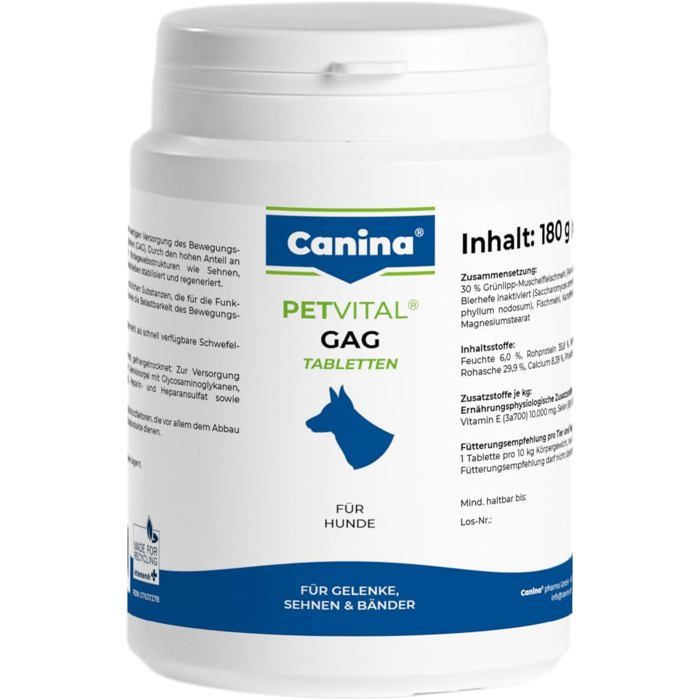 Complément articulaire - CANINA - PETVITAL GAG - Glycosaminoglycanes - Moule verte - 180 g Complément articulaire - CANINA - PETVITAL GAG - Glycosaminoglycanes - Moule verte - 180 g