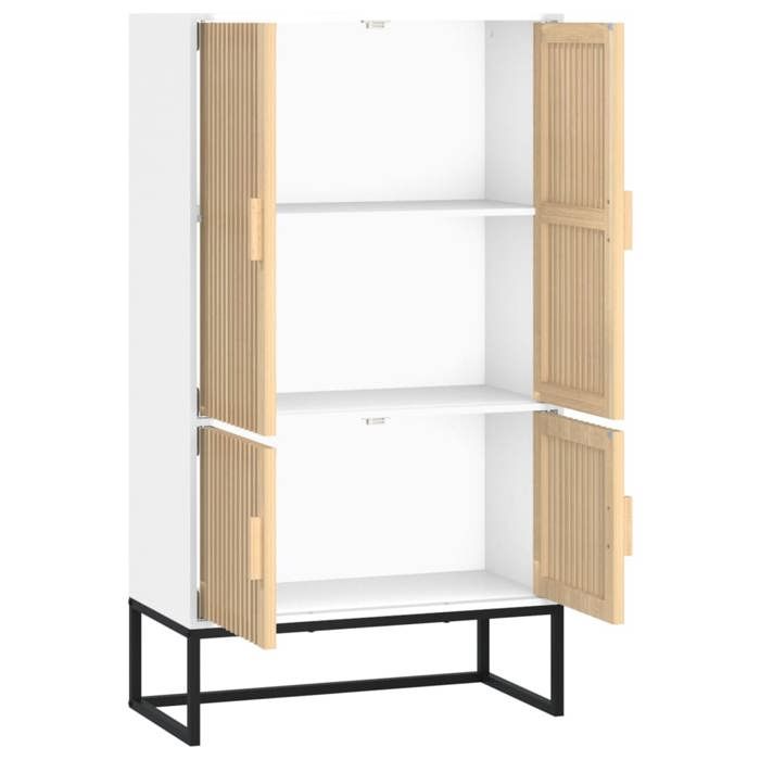 SALE dhiver Buffet haut/armoire de rangement - BURKE - Pour salon - blanc 70x35x125 cm - Bois dingénierie AA480