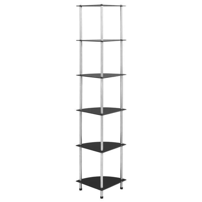 SALE dhiver Meuble Étagère/Bibliothèque - Jills - à 6 niveaux - pour livres - Noir 30x30x160 cm Verre trempé BB408