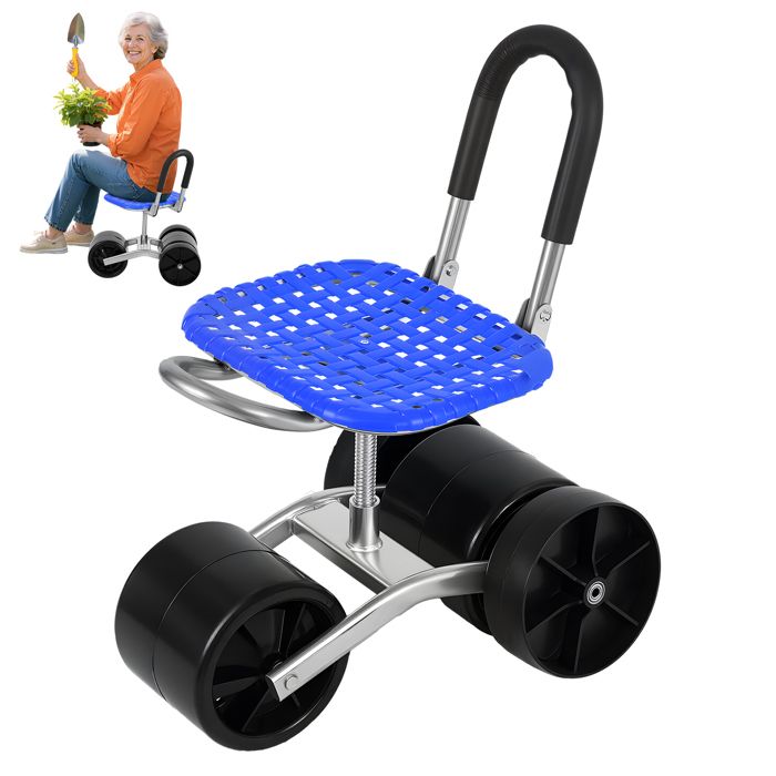 Tabouret de jardin de terrasse reglable et rotatif en materiaux resistants aux intemperies pour un usage prolonge en espace