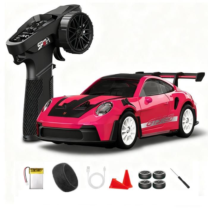 BuzzoXerex Voiture Télécommandée Drift 1:24 – 4WD, Lumières LED, Vitesse 18 Km/h, Jaune – Cadeau Enfant 6+ Ans