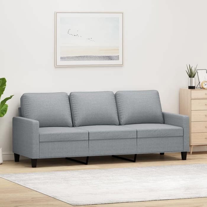SALE 2026 Fauteuil/Chaise-Sofa Gris - Canapé à 3 places Gris clair 180cm Tissu PRO263084828