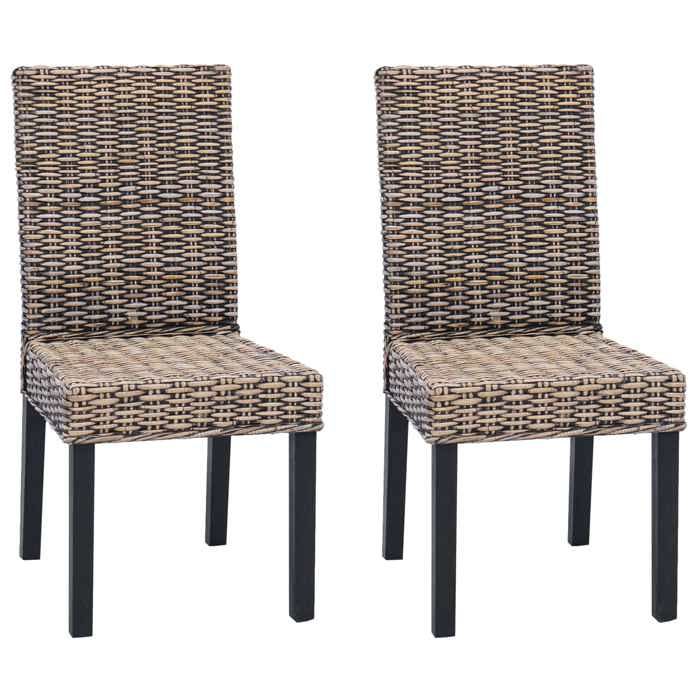 Les Soldes Chaise de salle à manger (2 pcs) - CLOUD - Chaises à dossier haut - Noir Blanchi 45x54x93 cm J122