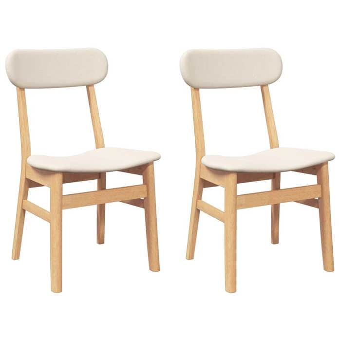 Promo février CHIC Chaises à manger JILL pour cuisine avec coussins lot de 2 bois massif caoutchouc 47x47x81.5 cm CCC1138