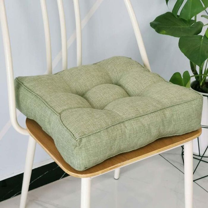 Coussin de siège - PZCC - 50x50 cm - Cyan - Rembourrage coton PP - Tissu en lin