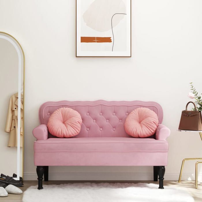 Soldes FlottantsBanc Moderne/Bout de lit - CLOUD - 110 kg par siège - Siège/Banquette - avec dossier rose 119 5x64 5x75cm velours