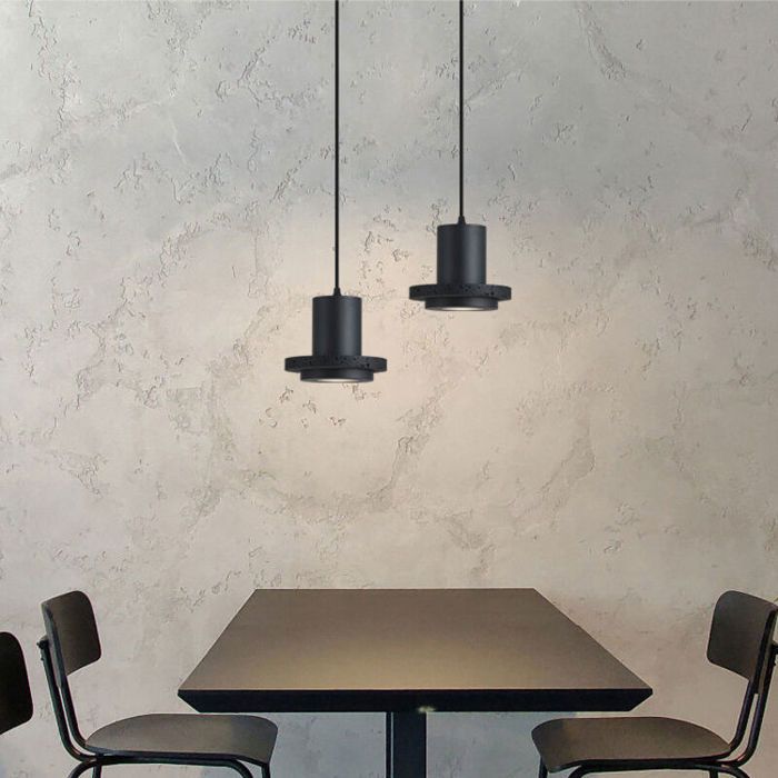 Lustre rétro wabi-sabi - Virex® - Pierre naturelle - Trou noir - LED - 145x18 cm - Fil réglable 18 m - Style nordique