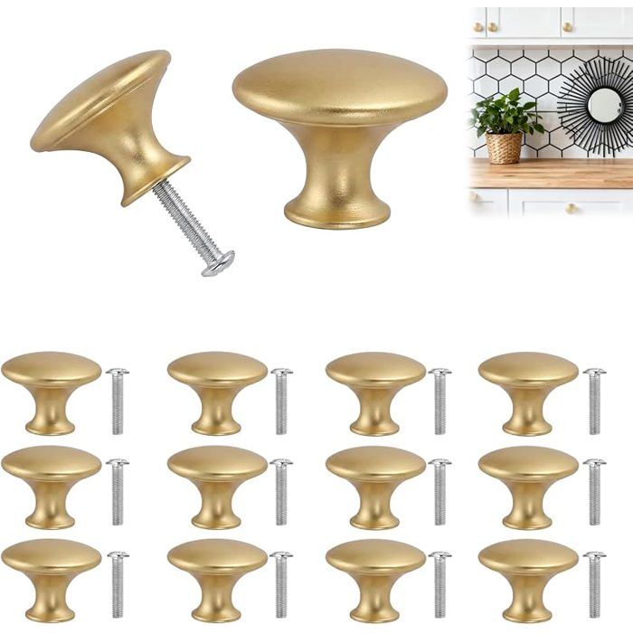 12 pièces Boutons De Portes Pour Placs Acier Inoxydable Bouton De Meuble Noir Poignée Meuble Cuisine Noire Vintage Or