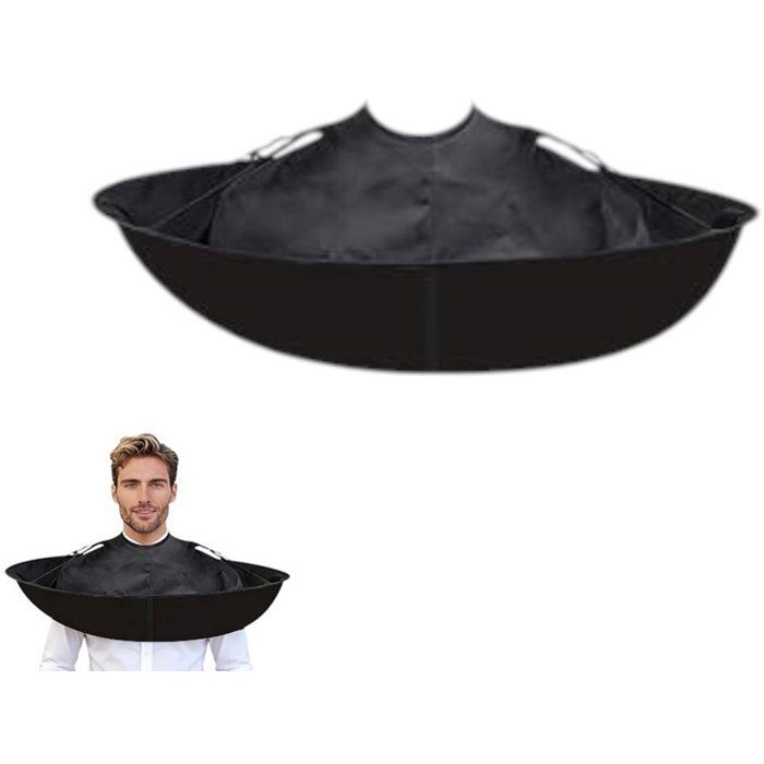 Cape de coiffure paraplu anti-cheveux noir usage salon et domicile coupe coloration coiffage barbe pliable finition lisse