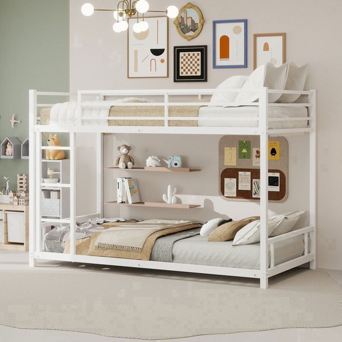 NuvlaGu - Lit superposé en métal 90x190 cm avec barrière de sécurité enfant et échelle idéal pour les familles nombreuses - Blanc