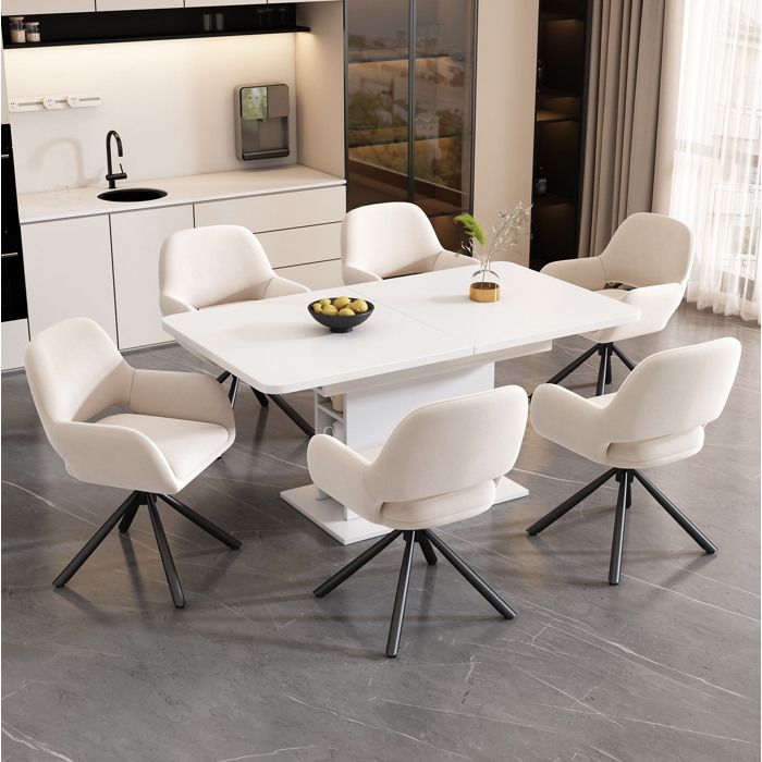 Ensemble table a manger extensible avec rangements et 6 chaises avec accoudoirs