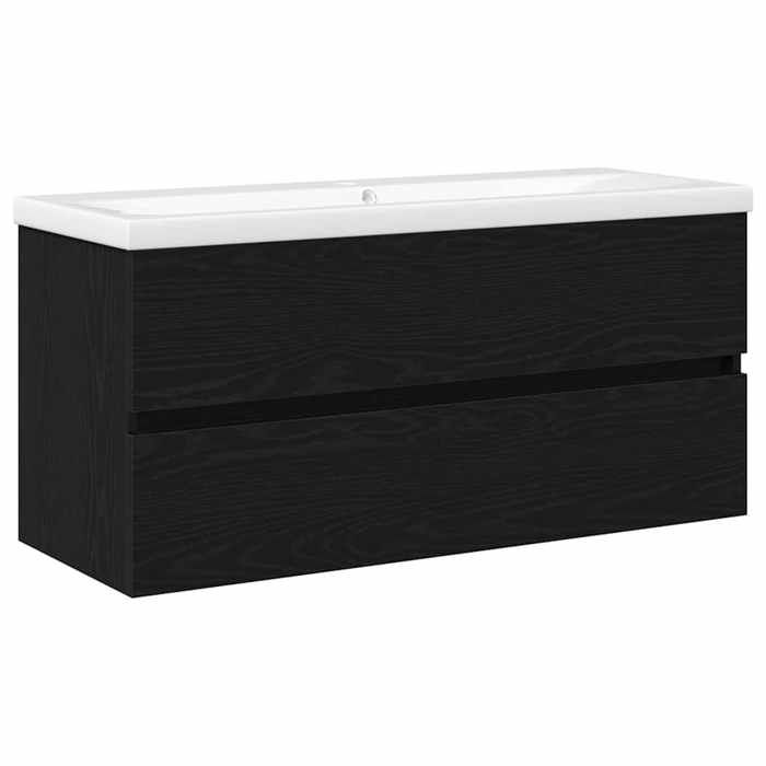 Meuble de lavabo de salle de bain - vidaXL - meuble sous vasque - bois dingénierie - chêne noir - 100 x 39 x 62 cm - avec portes{mm