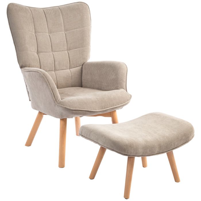 Fauteuil de détente Fauteuil de lecture 72x80x101 cm Marron clair Avec repose-pieds Tissu doux et rembourrage épais confortable