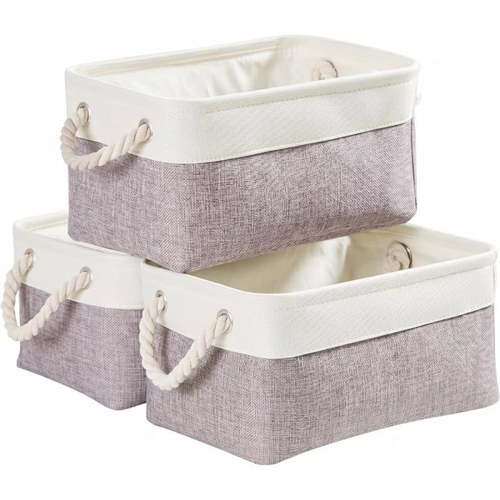 Boite de Rangement Tissu Grand Panier Rangement rectanguire Dressing avec poignée pour Jouets Armoire (Set L Gris Bnc