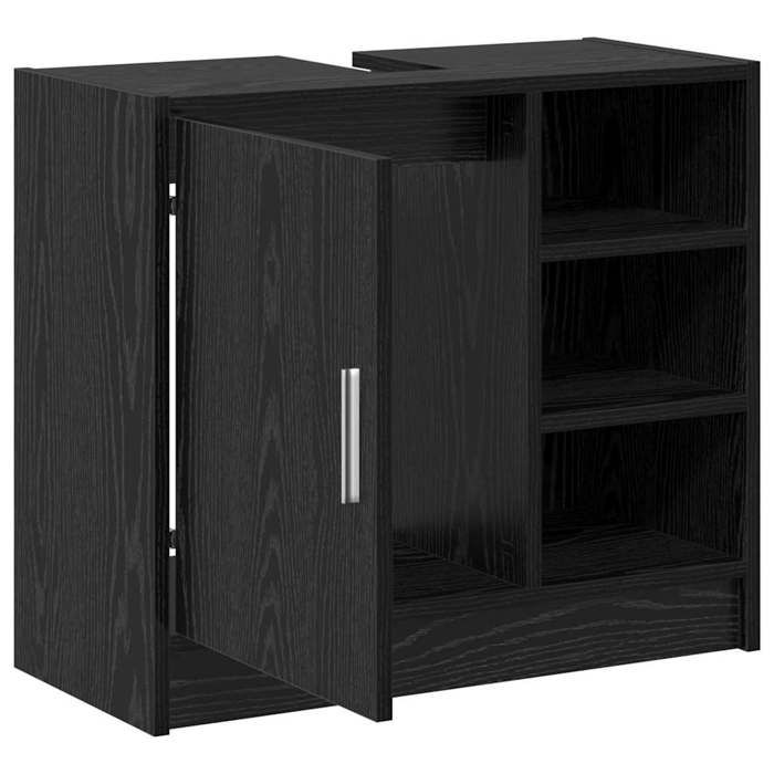 Meuble sous lavabo Chêne Noir 63x29x55 cm Bois dingénierie_2 ans garantie_83549
