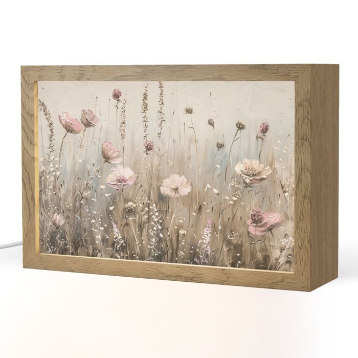 Lampe de Table LED - Lampe de Chevet - Motif Fleurs - Rose - Moderne - Beige 30x20 cm Couleurs dacacia - OnlyWow