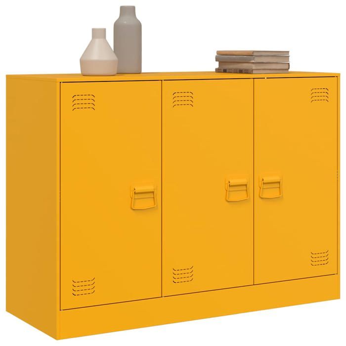 Meuble Rangement - HAOSHOP - Buffet jaune moutarde 99x39x73 cm acier&01_36431