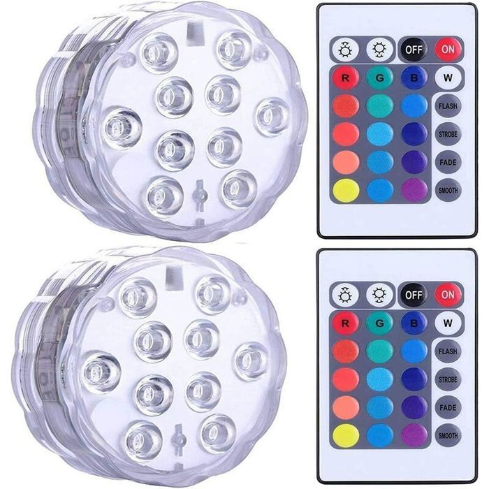 Lampes LED submersibles étanches pour jacuzzi spa bassin lumières LED sous-marines avec 2 télécommandes pour bases de vase aqu