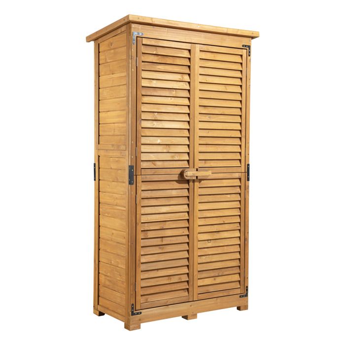 Wiltec Abri de jardin avec porte à lamelles 870 x 465 x 1 600 mm armoire de jardin en bois dépicéa avec 3 compartiments abri à ou Wiltec Abri de jardin avec porte à lamelles 870 x 465 x 1 600 mm armoire de jardin en bois dépicéa avec 3 compartiments abri à ou