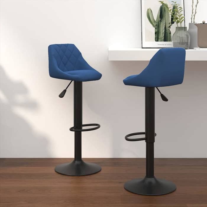 vidaXL Tabourets cuisine - Chaises de bar - lot de 2 - bleu velours @627