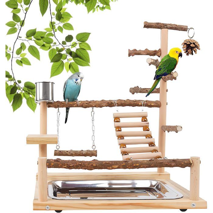 Aire De Jeux pour Oiseaux Jouets pour Oiseaux Aire De Jeux Perroquet Calopsittes 37x26x45CM
