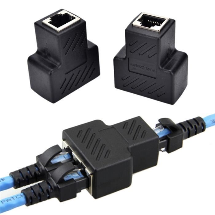 Adaptateur de connecteur séparateur Ethernet RJ45, 1 à 2 voies