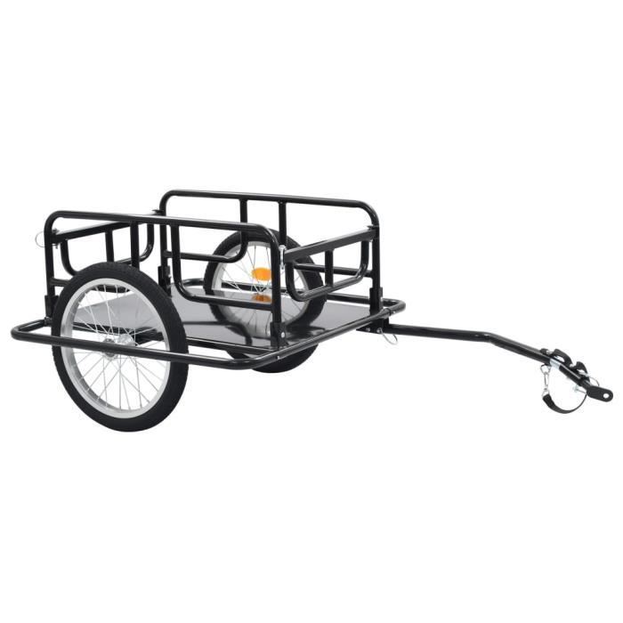 Remorque de bicyclette AKOZON - 130x73x485 cm - Acier Noir - Capacité de charge maximale 50 kg