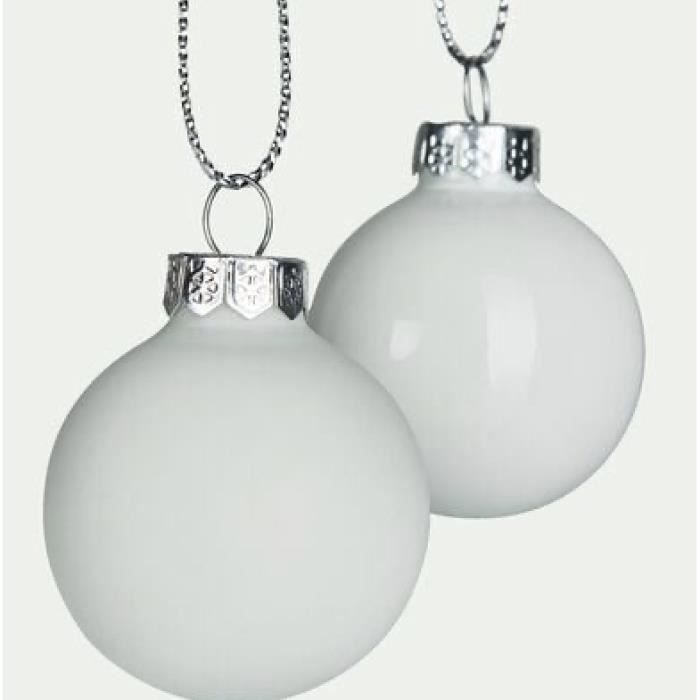 Christmas-Decorations Lot de 12 mini boules de Noël en verre avec fil métallique Blanc 2 cm