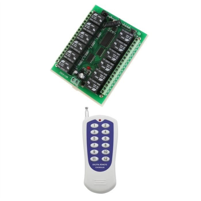 12 V 12CH Canaux Télécommande Sans Fil Relais radio Interrupteur émetteur-Récepteur Récepteur