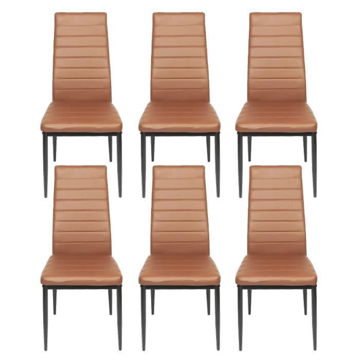 LOT DE 6 CHAISES BRUN POUR SALLE À MANGER STYLE CONTEMPORAIN 48*42*98 CM