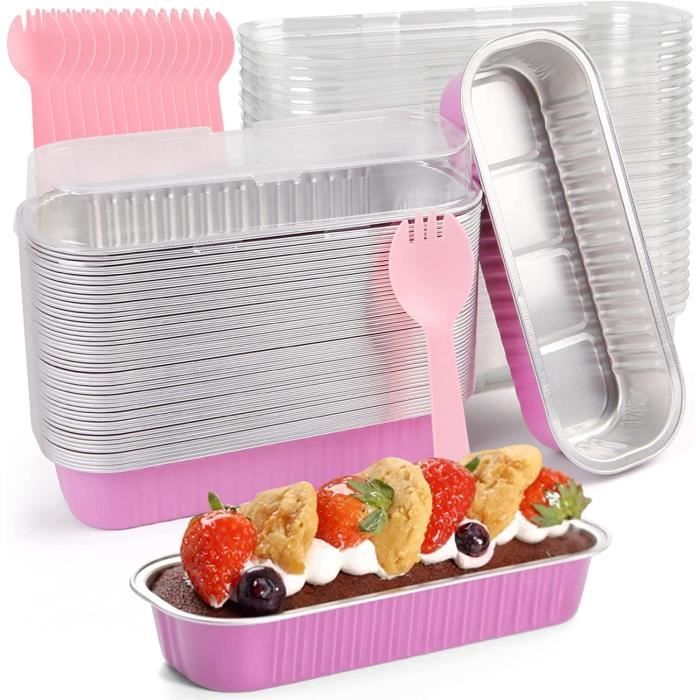 Barquettes Aluminium 50 Pièces Plateaux Jetables Aluminium avec Couvercles Plateau de Bac dégouttement pour Barbecue la Cuisson