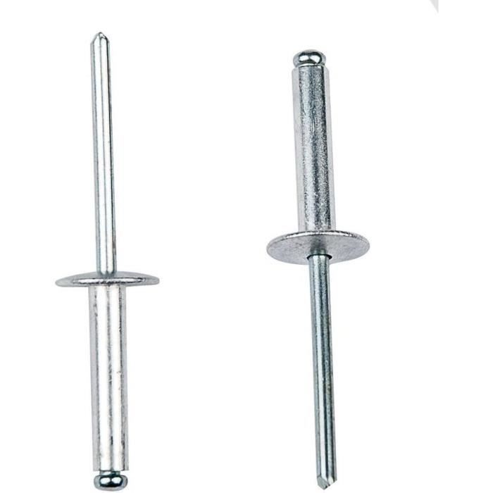 500 Rivets Pop Alu Acier Tête Large Diamètre 4 Mm Longueur 14 Mm[x8597 ...