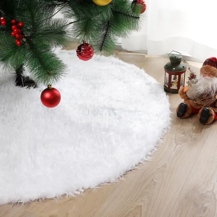 Jupe De Sapin De Noël Harry Potter - Tissu Peluche Blanc Et Doré - 121,9 Cm De Diamètre - Motifs Poudlard : éclair, Choixpeau, Hedwige...