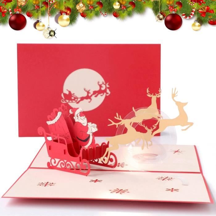 Cartes De Noël 3D,Pop Up Carte De Noël,Cartes De Voeux De Noël Avec