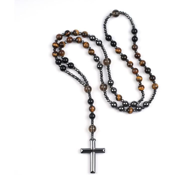 Collier Pierres Hématite et Oeil de Tigre 