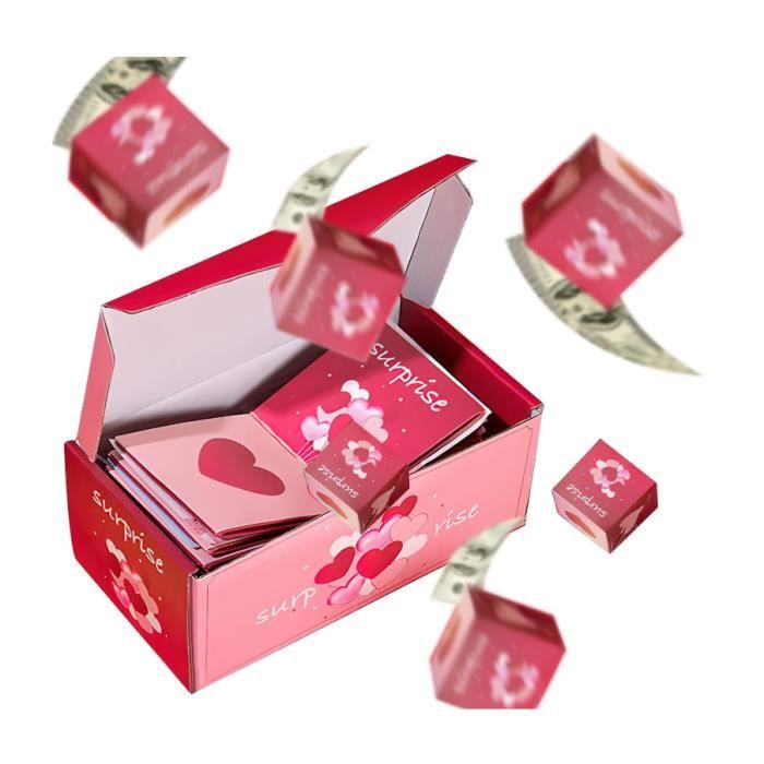 Boîtes Cadeaux Lot De 8 Carton - Design Rose Avec Fleurs Et Cœurs