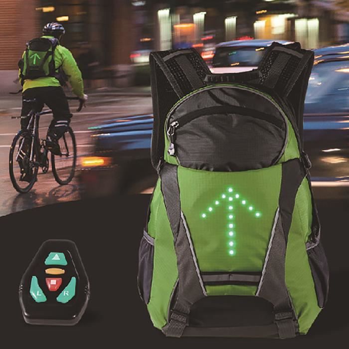 Cyclisme LED clignotant vélo sac à dos sac indicateur de direction sac 