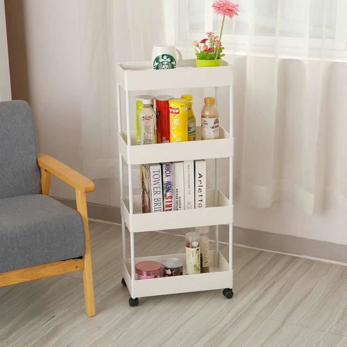 Desserte de cuisine en ABS et métal L 40 cm - Blanc laqué - Royalebll