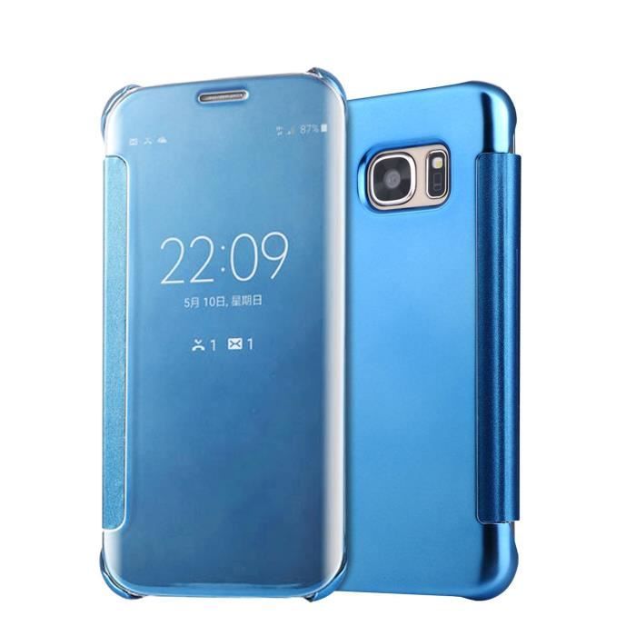 Housse Etui Samsung Galaxy S7 Edge-Etui de Protection Folio Clear View  Anti-choc [Rugged Armor]-Bleu - Cdiscount Téléphonie