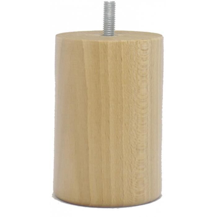 Pied de lit - MAHERAULT - Cylindrique - Beige - Verni clair - 10 cm de hauteur