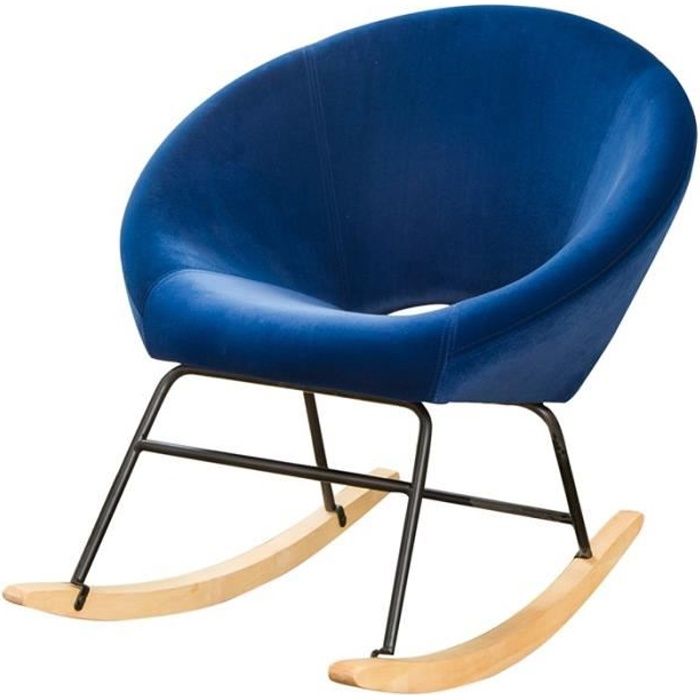 fauteuil à bascule design lisa - velours bleu